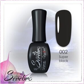 Гель-лак "Serebro" №002 Super black, 11 мл